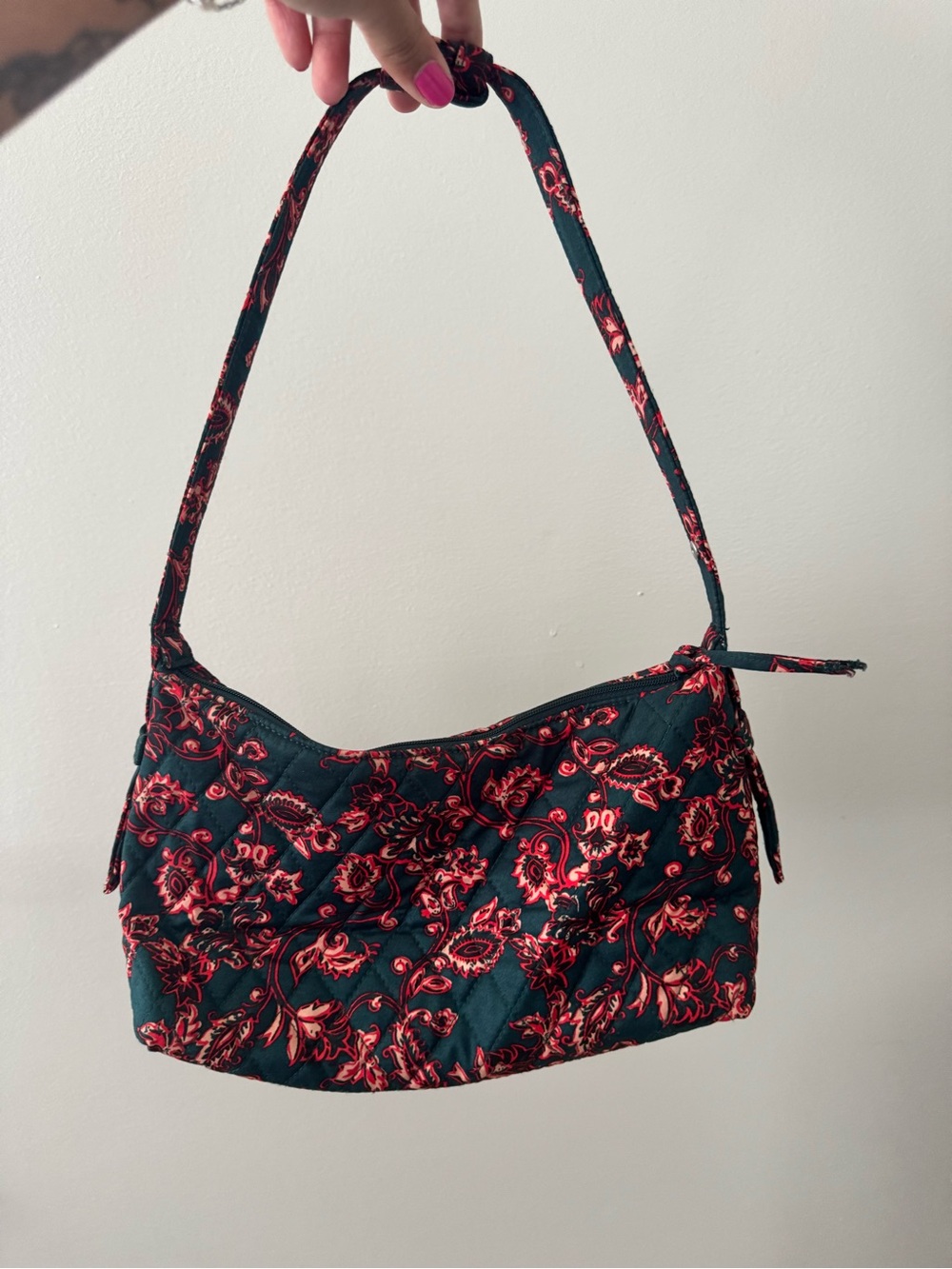 Vera Bradley Quilted Floral Shoulder Bag - Green & Red